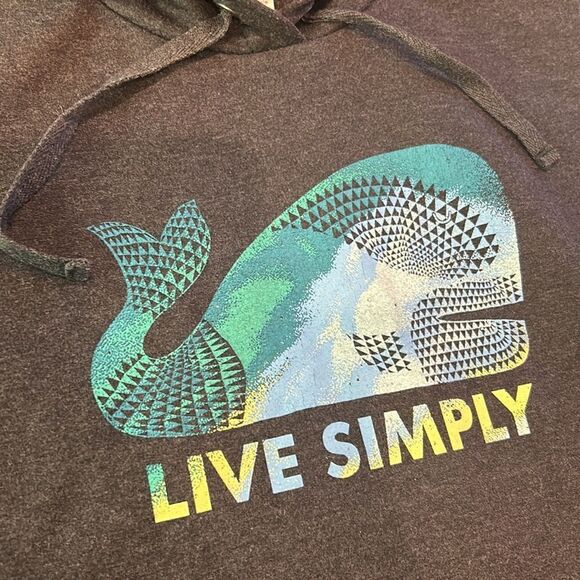 Patagonia dark gray hoodie sweatshirt with whale and “live simply “ small - Picture 4 of 8
